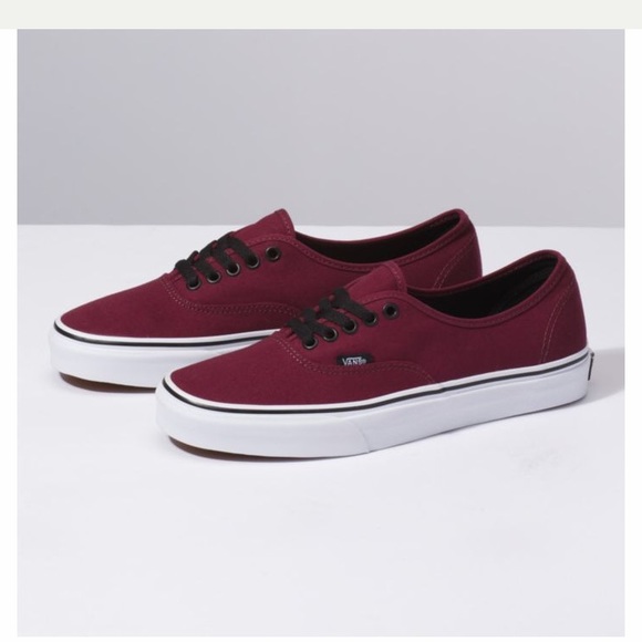 maroon vans with black sole